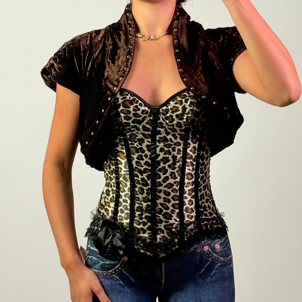 Brown Velvet Studded Bolero M